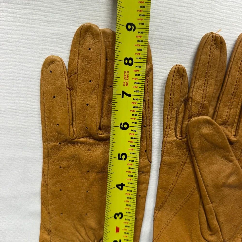 Vintage Leather Riding Driving Gloves Tan Perforated Womens XS Youth Equestrian